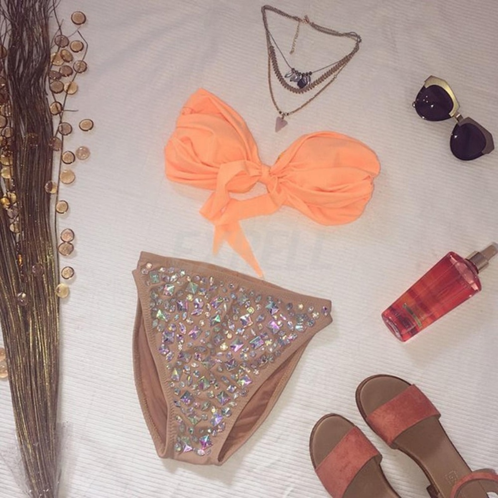 Rhinestones Crystal Swim Suit Bathing Swimwear